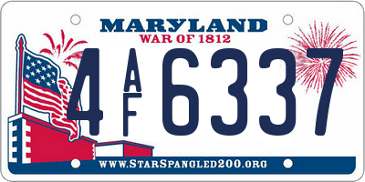 MD license plate 4AF6337