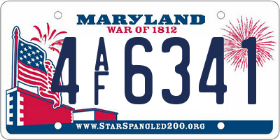 MD license plate 4AF6341