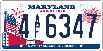 MD license plate 4AF6347