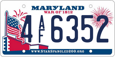 MD license plate 4AF6352
