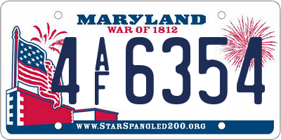 MD license plate 4AF6354