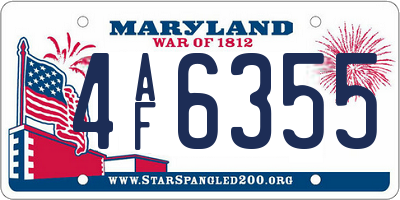 MD license plate 4AF6355