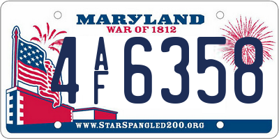 MD license plate 4AF6358