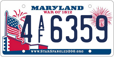 MD license plate 4AF6359