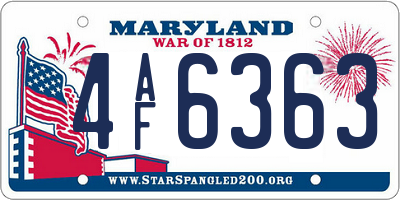 MD license plate 4AF6363