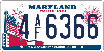 MD license plate 4AF6366
