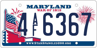 MD license plate 4AF6367