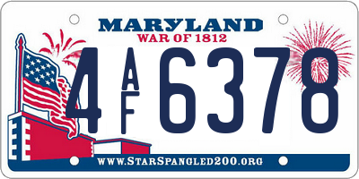 MD license plate 4AF6378
