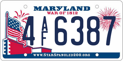 MD license plate 4AF6387