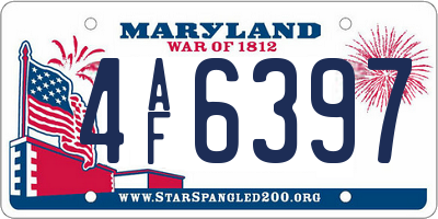 MD license plate 4AF6397