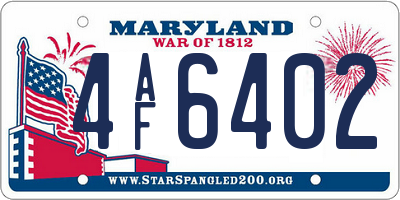 MD license plate 4AF6402