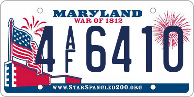 MD license plate 4AF6410