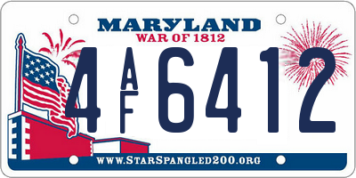 MD license plate 4AF6412