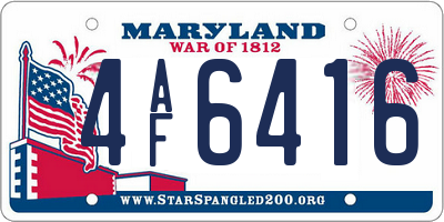 MD license plate 4AF6416