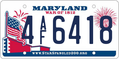 MD license plate 4AF6418