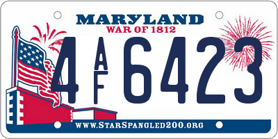 MD license plate 4AF6423