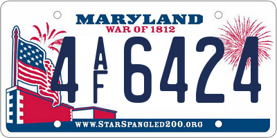 MD license plate 4AF6424