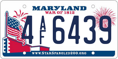 MD license plate 4AF6439
