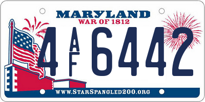 MD license plate 4AF6442