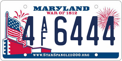 MD license plate 4AF6444