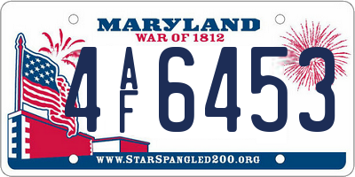 MD license plate 4AF6453