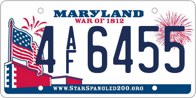 MD license plate 4AF6455