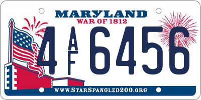 MD license plate 4AF6456