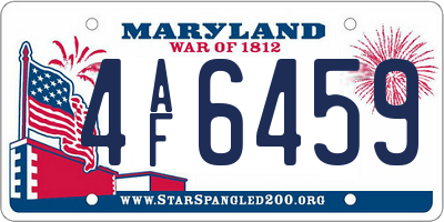 MD license plate 4AF6459