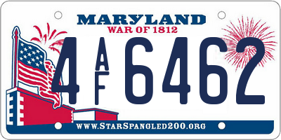 MD license plate 4AF6462