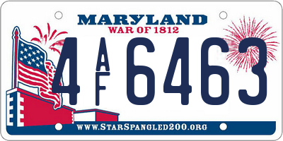MD license plate 4AF6463