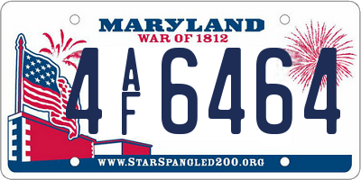 MD license plate 4AF6464