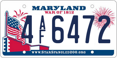 MD license plate 4AF6472