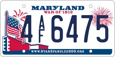 MD license plate 4AF6475