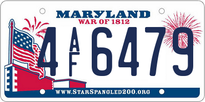 MD license plate 4AF6479