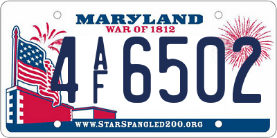 MD license plate 4AF6502