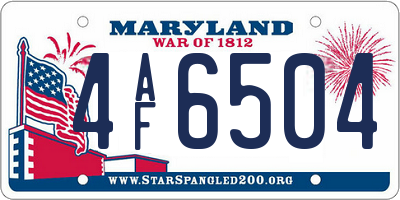 MD license plate 4AF6504
