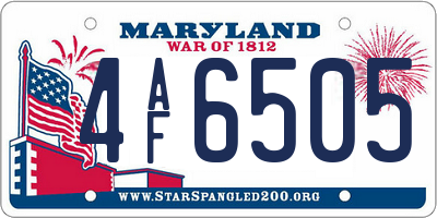 MD license plate 4AF6505