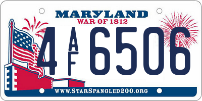 MD license plate 4AF6506
