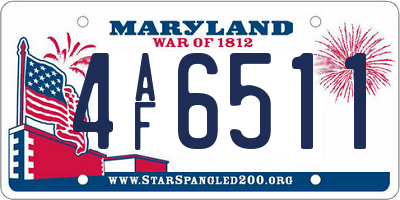 MD license plate 4AF6511