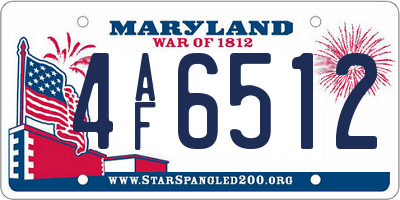 MD license plate 4AF6512