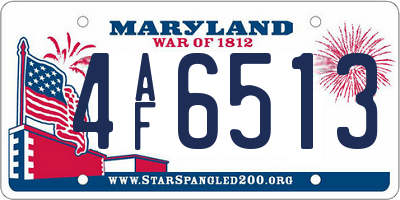 MD license plate 4AF6513