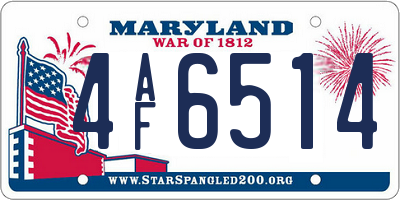 MD license plate 4AF6514