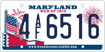 MD license plate 4AF6516