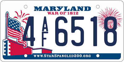 MD license plate 4AF6518