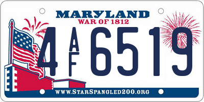 MD license plate 4AF6519