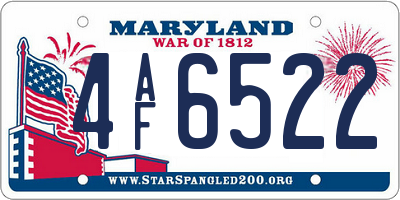 MD license plate 4AF6522