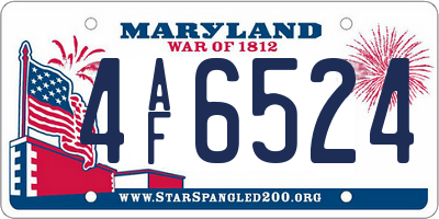 MD license plate 4AF6524