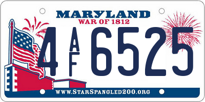 MD license plate 4AF6525