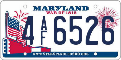 MD license plate 4AF6526