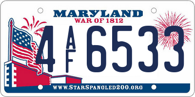 MD license plate 4AF6533